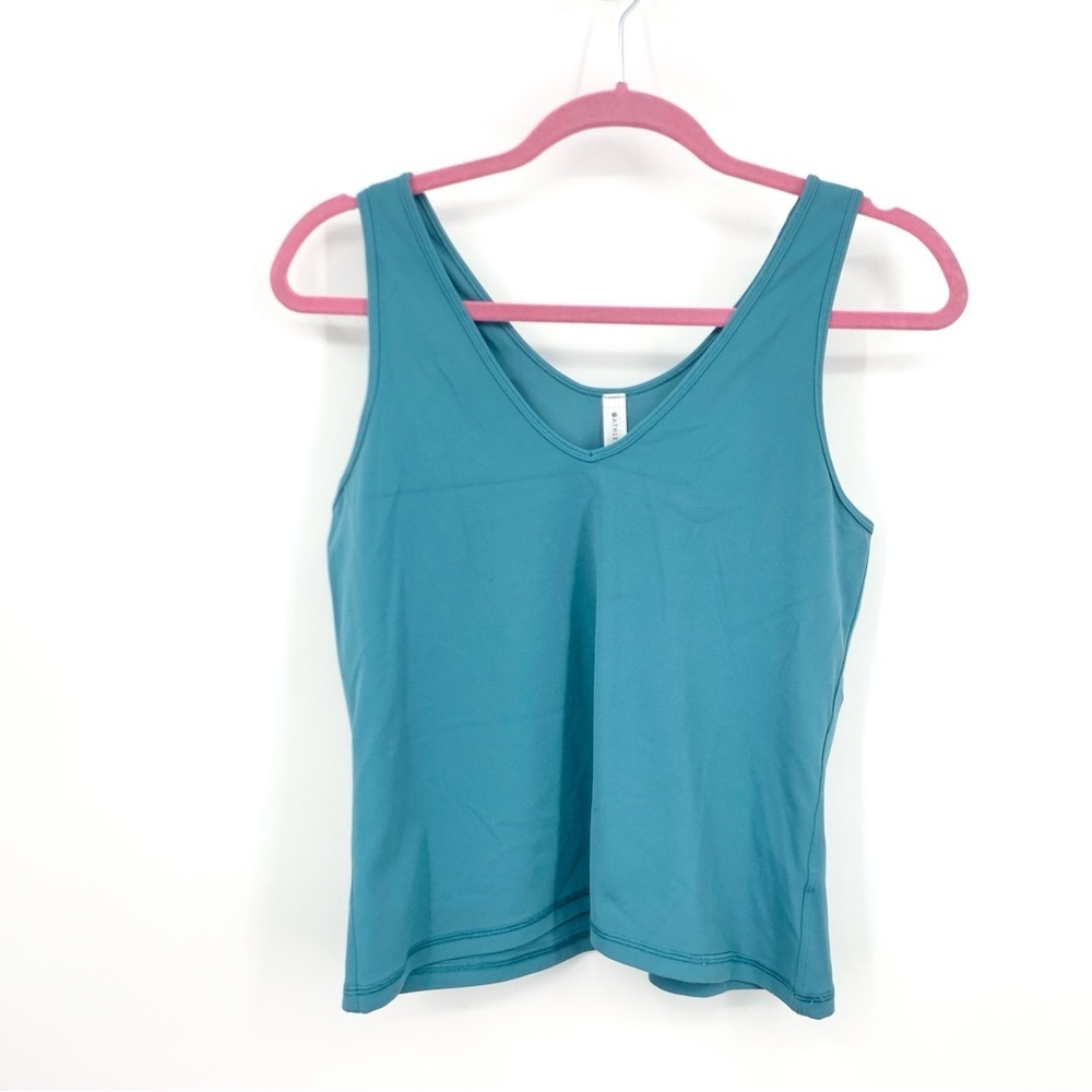 Athleta Tank Top Transcend Camisole Women Size Large Teal Blue Cropped Shirt V